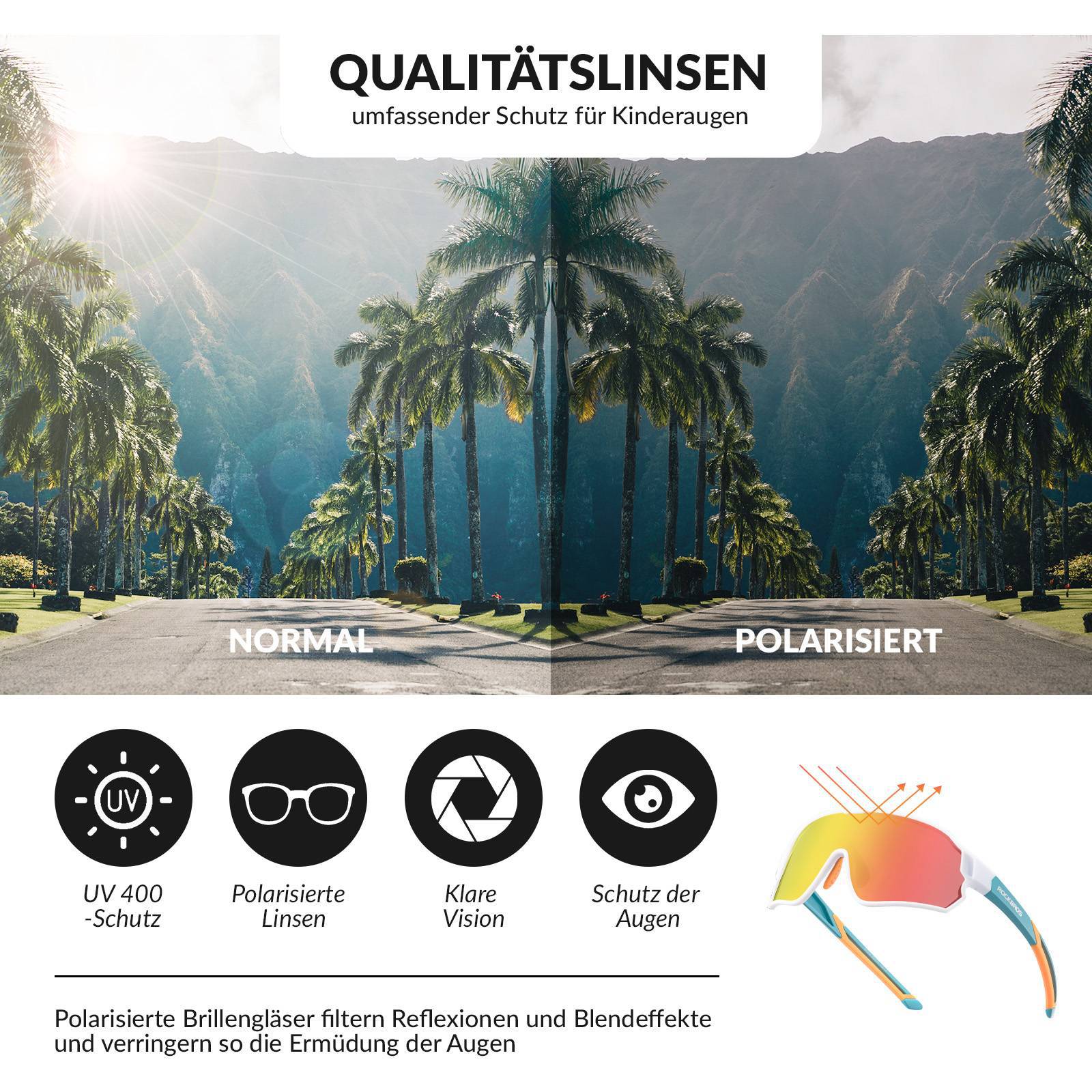 ROCKBROS Kinder Fahrradbrille UV400-Schutz Polarisierte Sonnenbrille - Image 28