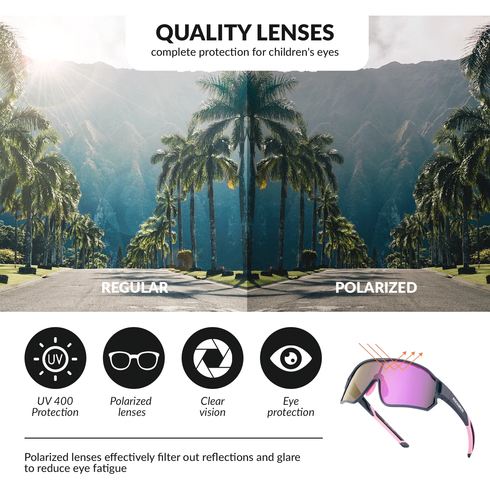 ROCKBROS Kinder Fahrradbrille UV400-Schutz Polarisierte Sonnenbrille - Image 33