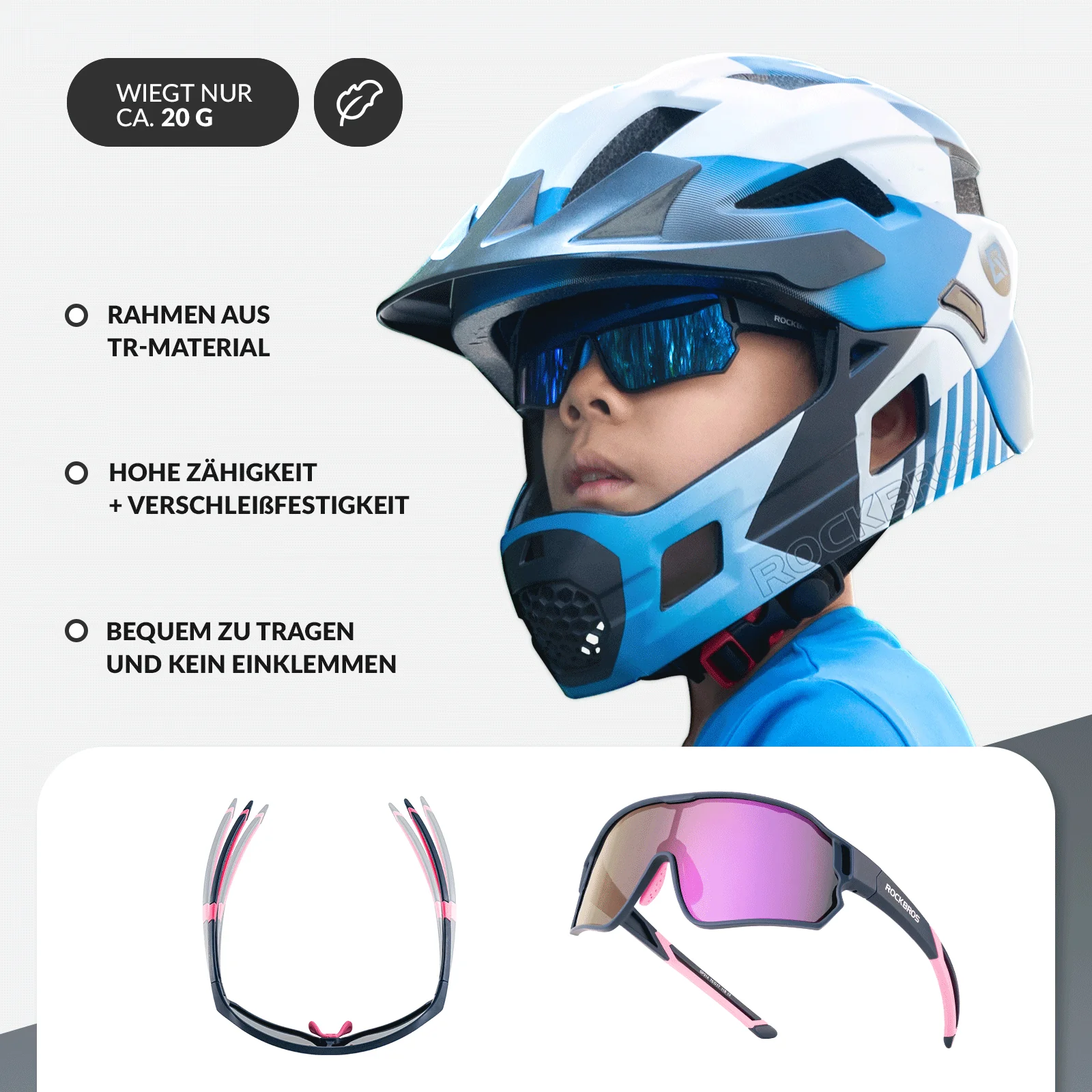ROCKBROS Kinder Fahrradbrille UV400-Schutz Polarisierte Sonnenbrille - Image 36