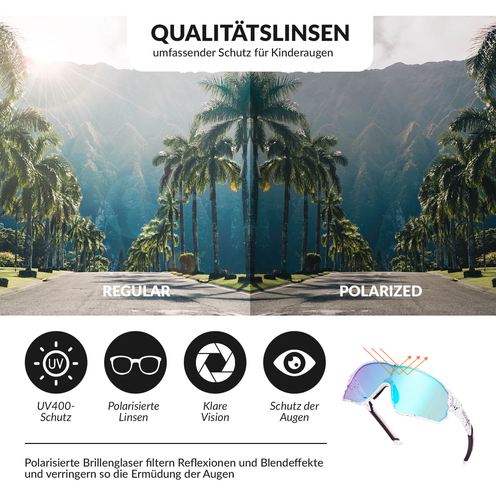 ROCKBROS Kinder Fahrradbrille UV400-Schutz Polarisierte Sonnenbrille - Image 38