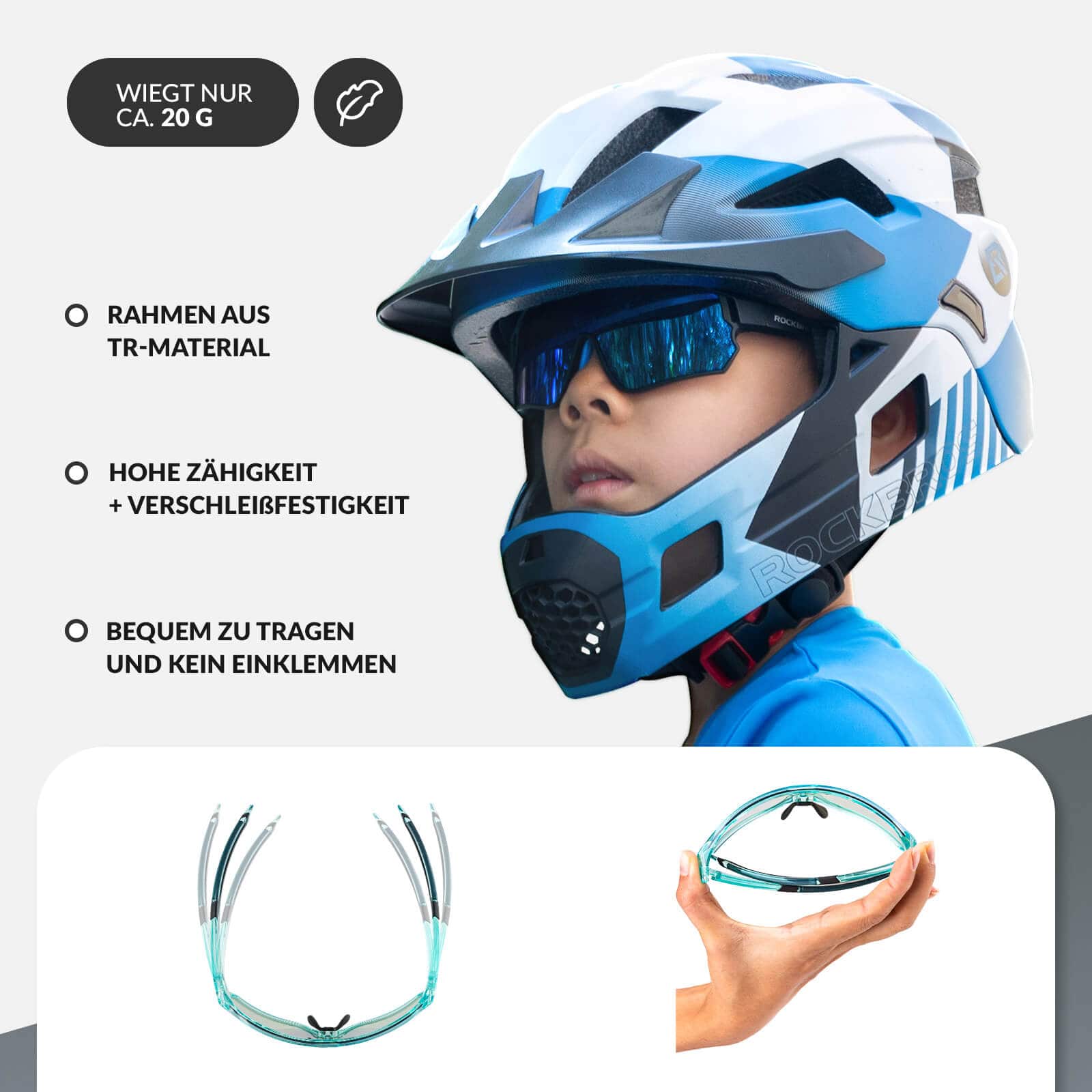 ROCKBROS Kinder Fahrradbrille UV400-Schutz Selbsttönend Sonnenbrille - Image 25