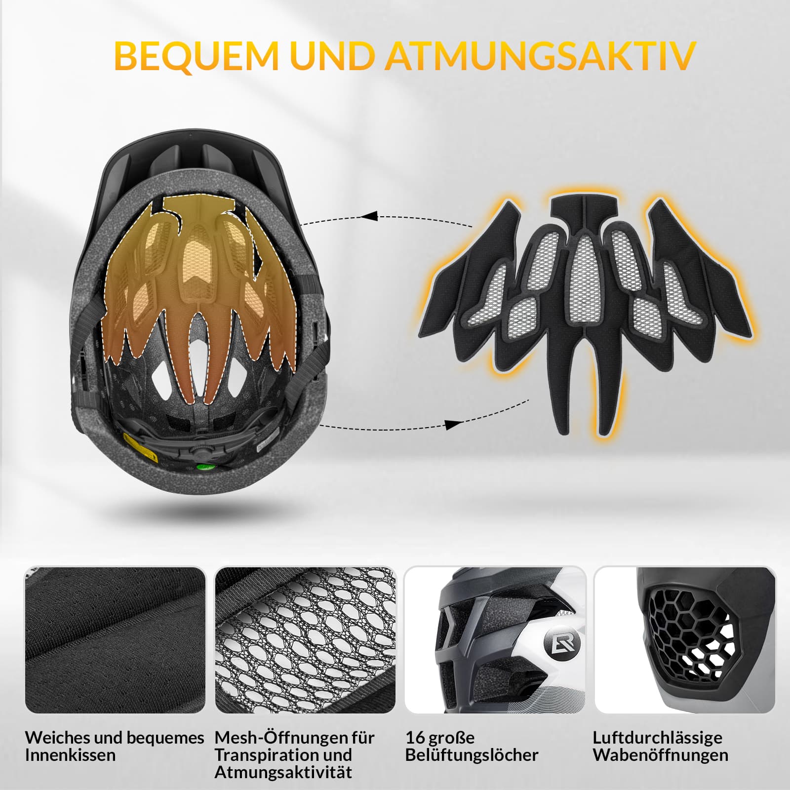 ROCKBROS Kinderhelm BMX MTB Downhill Helm mit Abnehmbarem Kinnschutz und Krempe - Image 14