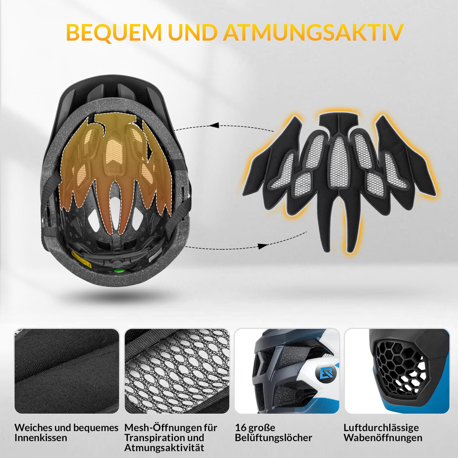 ROCKBROS Kinderhelm BMX MTB Downhill Helm mit Abnehmbarem Kinnschutz und Krempe - Image 16