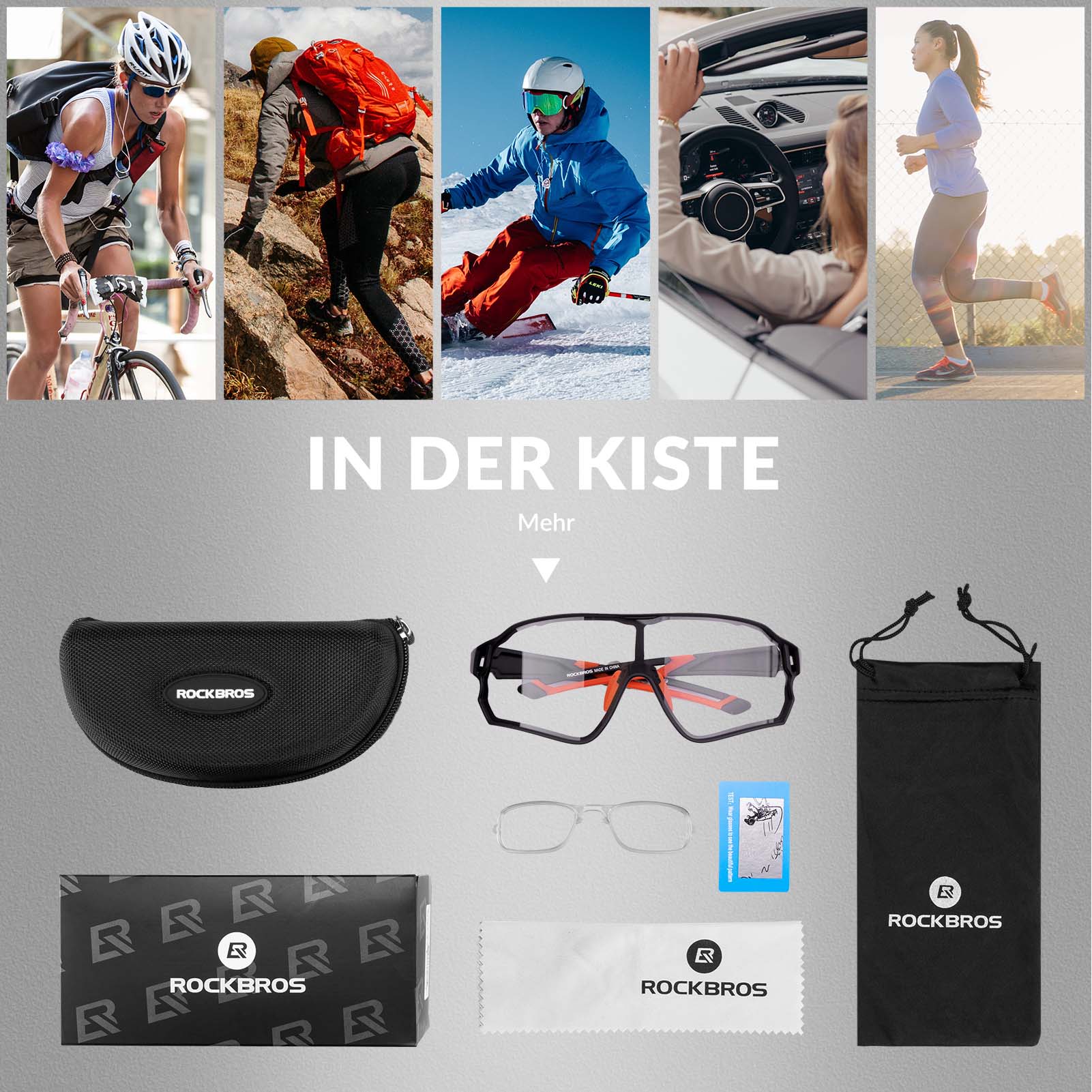 ROCKBROS Photochrome Sonnenbrille Fahrradbrille UV400-Schutz Unisex - Image 13