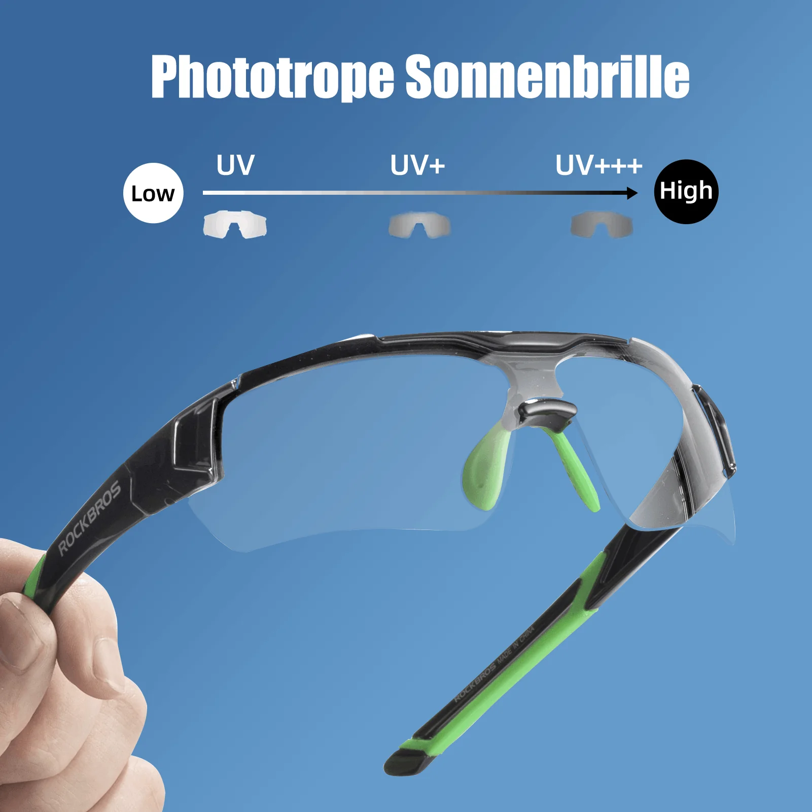 ROCKBROS Radbrille Sonnenbrille Halbrahmen Photochromatische Brille - Image 5