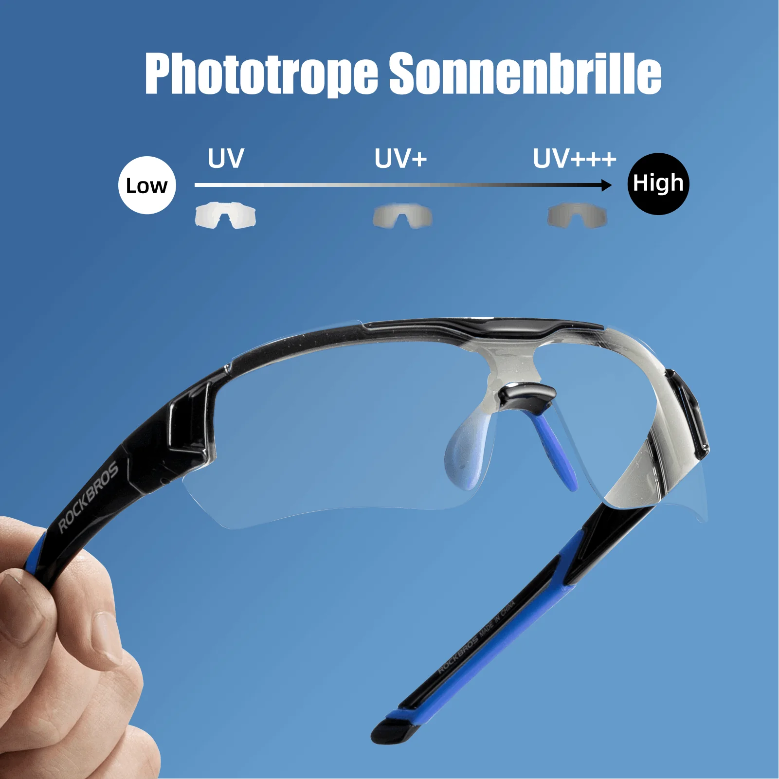 ROCKBROS Radbrille Sonnenbrille Halbrahmen Photochromatische Brille - Image 6