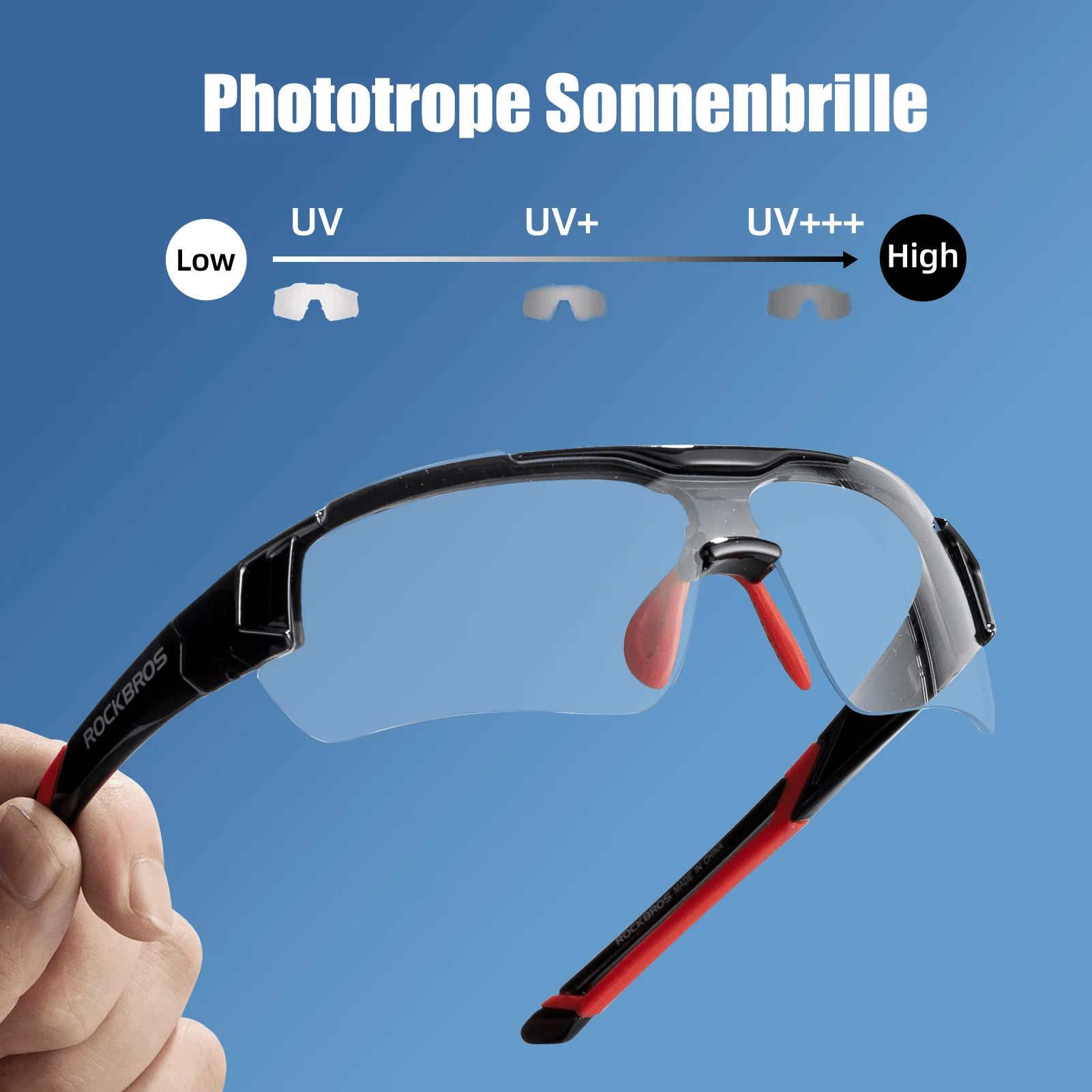 ROCKBROS Radbrille Sonnenbrille Halbrahmen Photochromatische Brille - Image 7