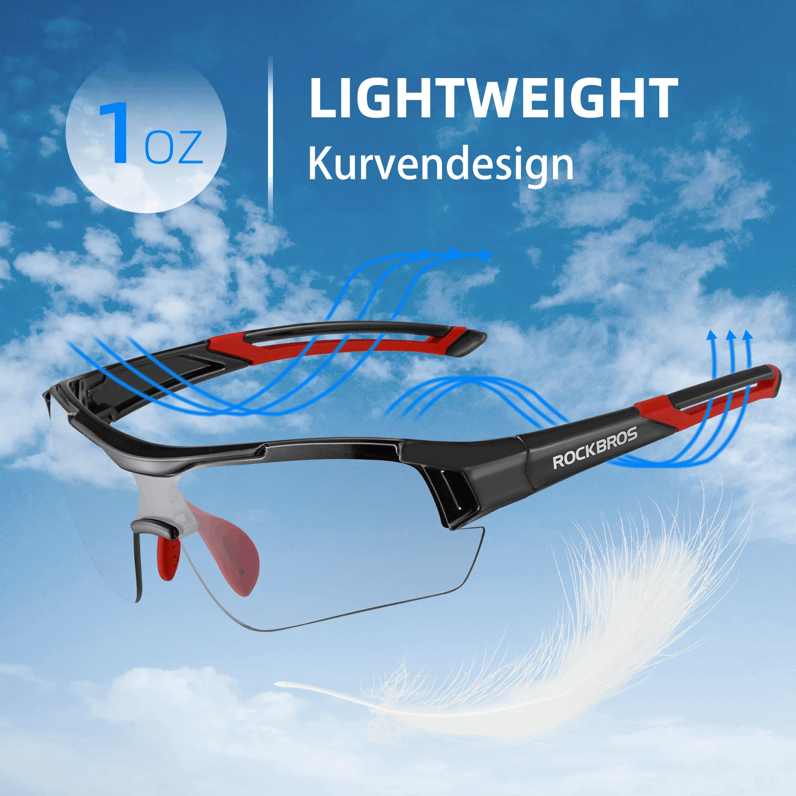 ROCKBROS Radbrille Sonnenbrille Halbrahmen Photochromatische Brille - Image 9