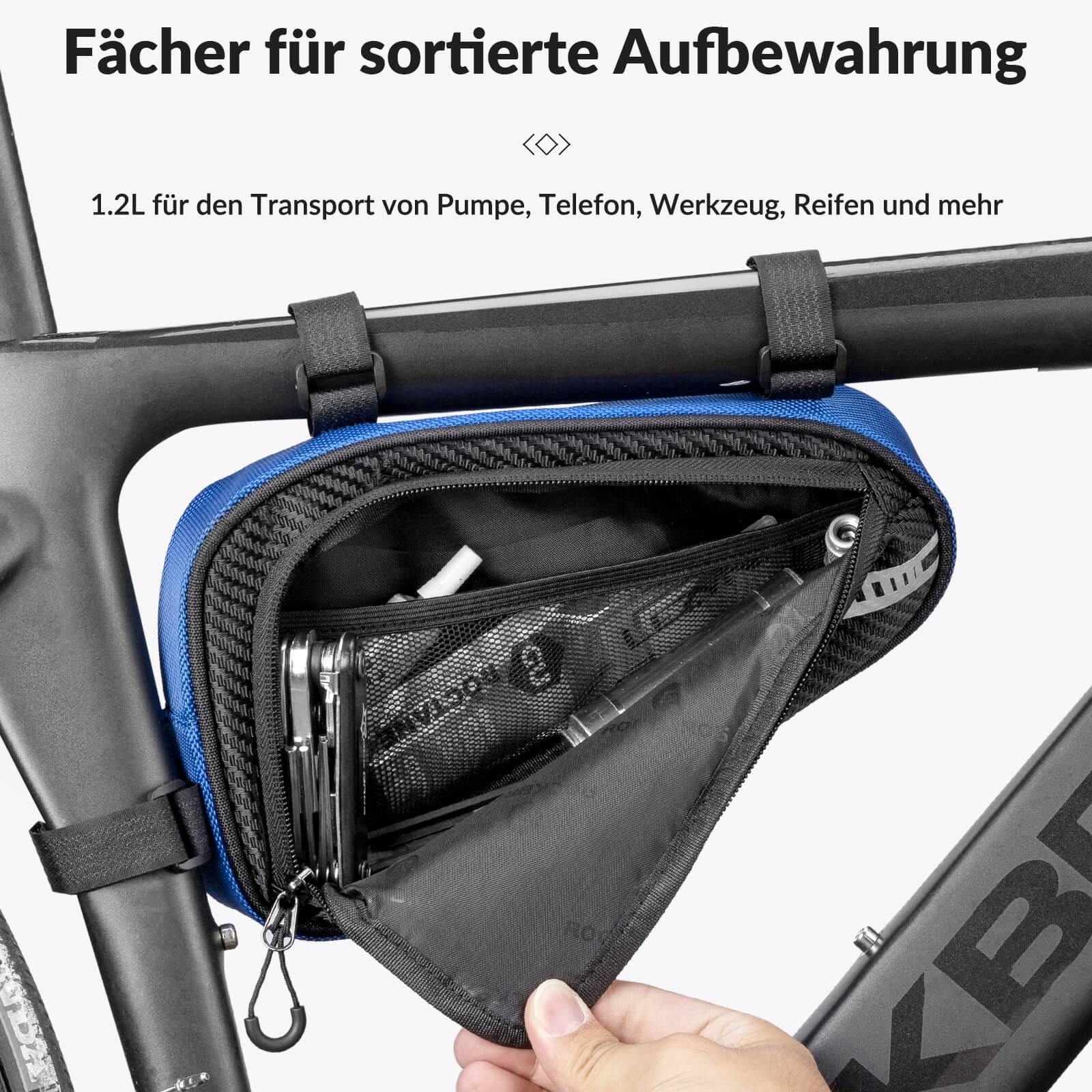 ROCKBROS Rahmentasche wasserdicht Dreieckstasche für MTB & Rennräder 1,2L - Image 17