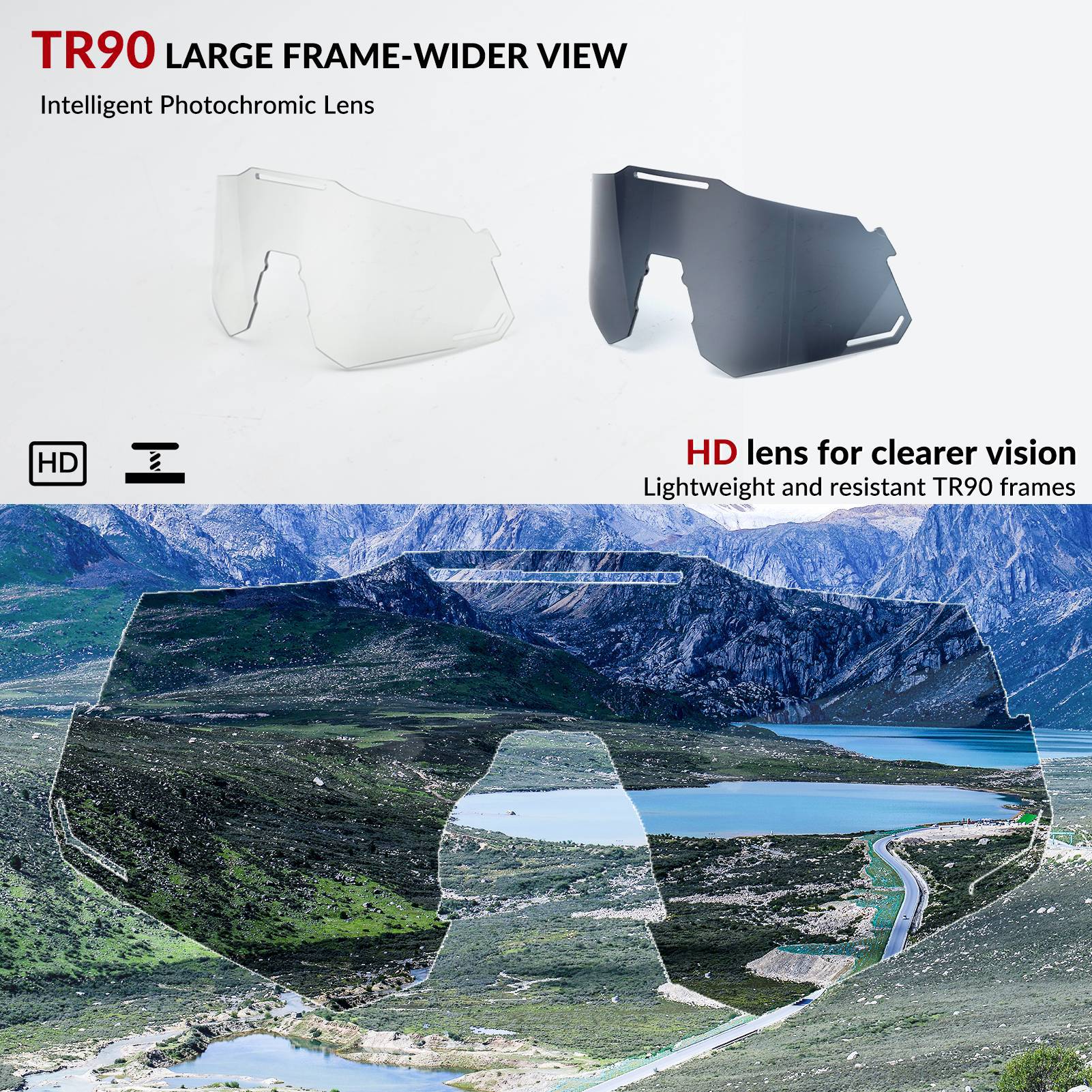 ROCKBROS Sonnenbrille UV400 Schutz Radsportbrille für Damen/ Herren - Image 10