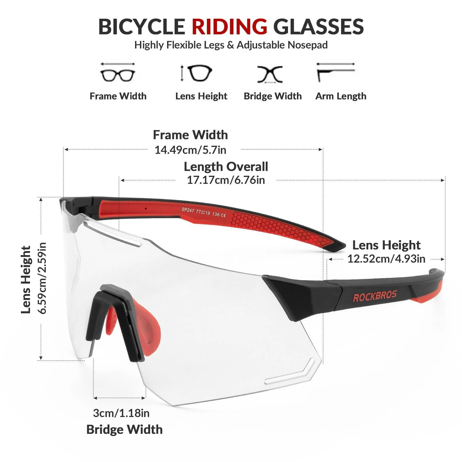 ROCKBROS Sonnenbrille UV400 Schutz Radsportbrille für Damen/ Herren - Image 11