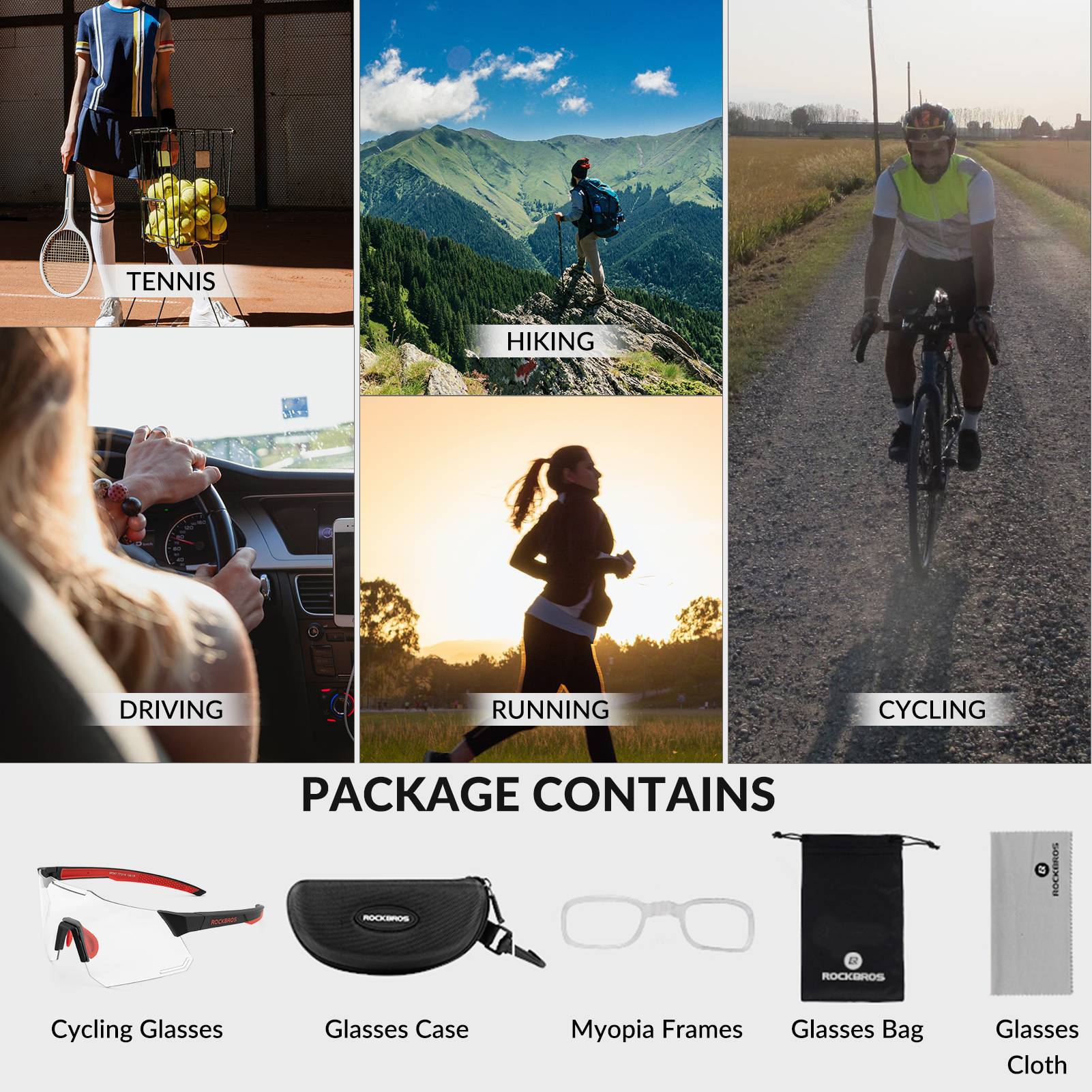 ROCKBROS Sonnenbrille UV400 Schutz Radsportbrille für Damen/ Herren - Image 14