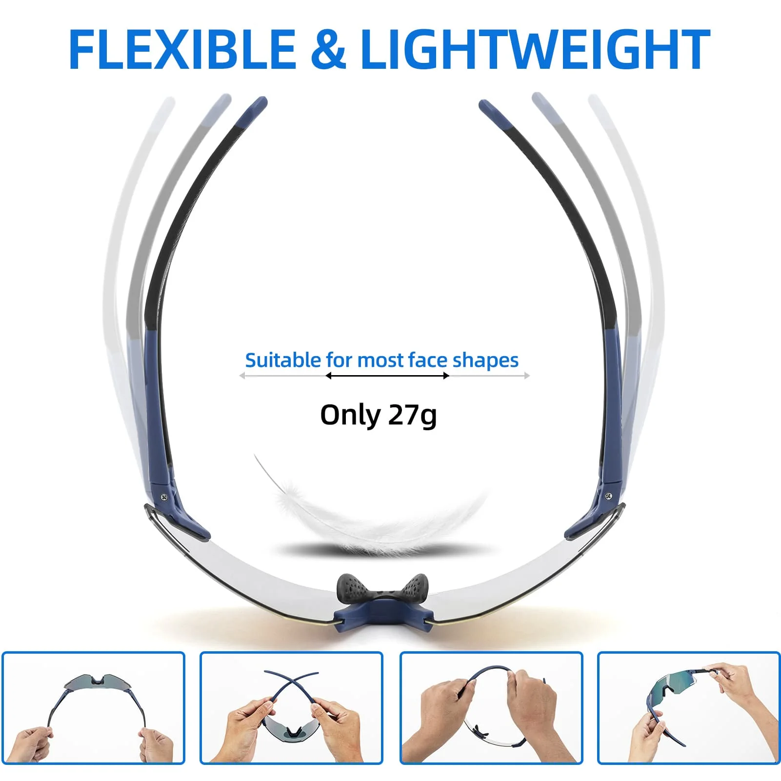 ROCKBROS Sonnenbrille UV400 Schutz Radsportbrille für Damen/ Herren - Image 9