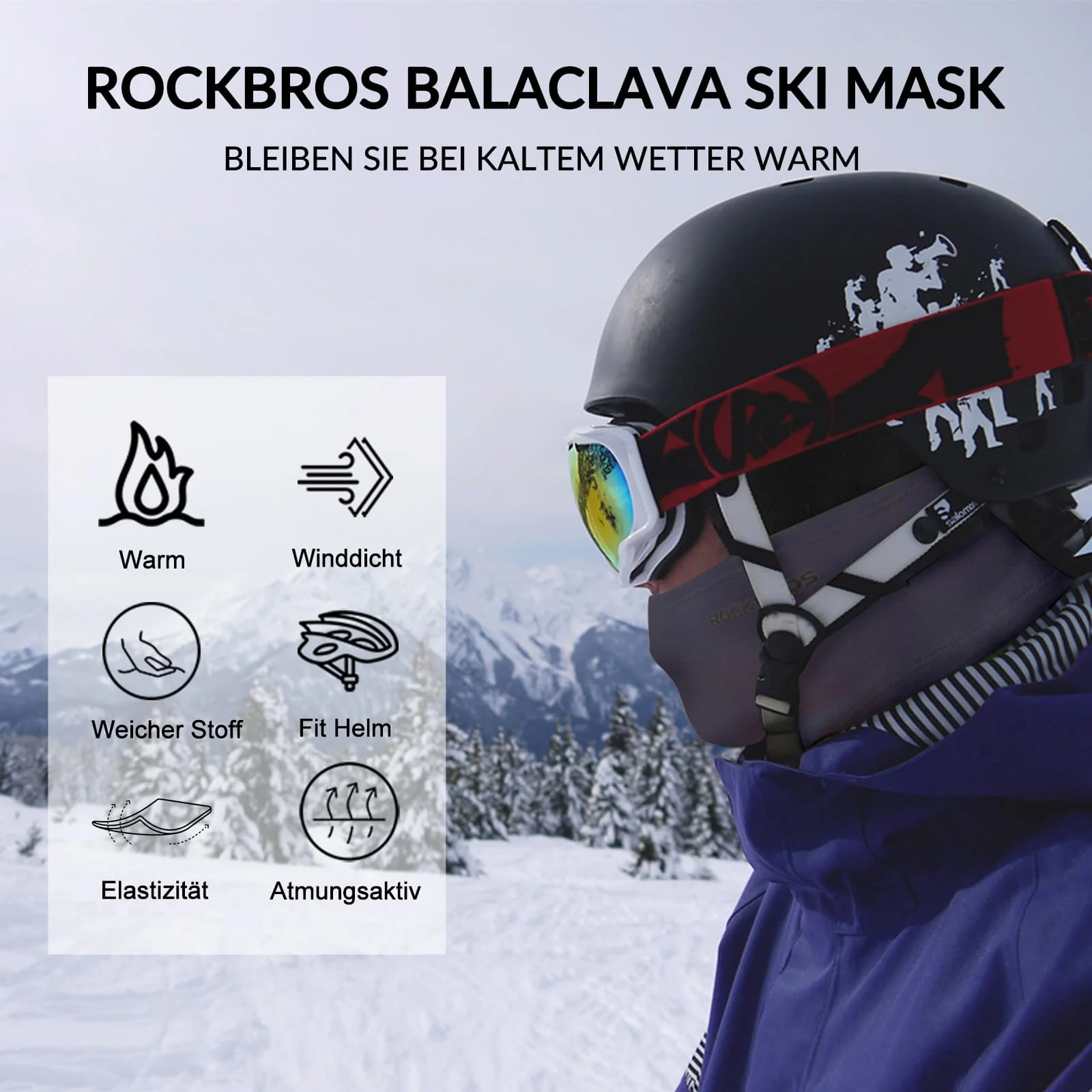 ROCKBROS Sturmhaube Herbst Winter Balaclava für Outdoorsports Unisex - Image 60