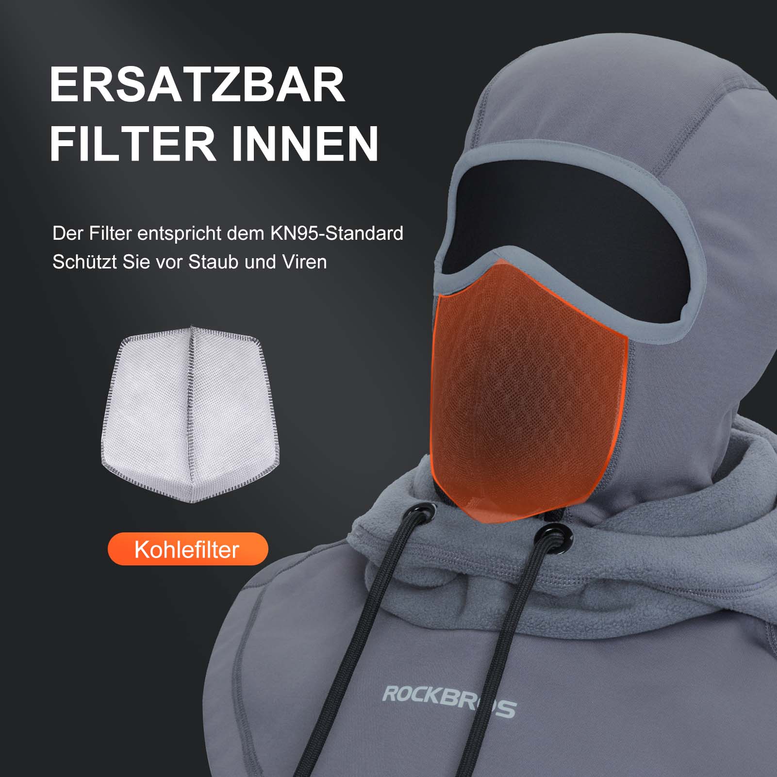 ROCKBROS Sturmhaube Winddicht Fahrrad Full Face Gesichtshaube für Radfahren Skifahren - Image 10