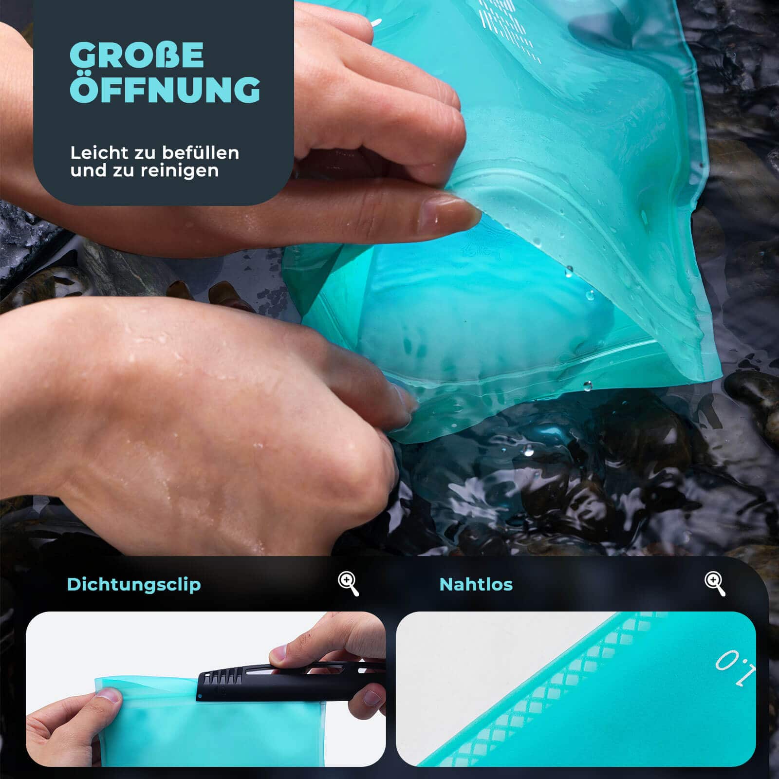 ROCKBROS Trinkblase 2L mit Trinkschlauch Leichte TPU Wasserblase - Image 3