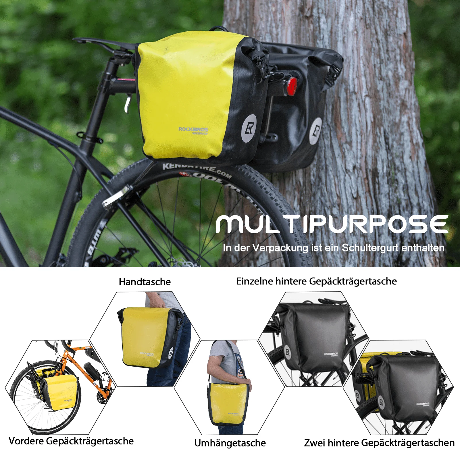 ROCKBROS Wasserdichte Gepäckträgertasche 12-16L - Image 6