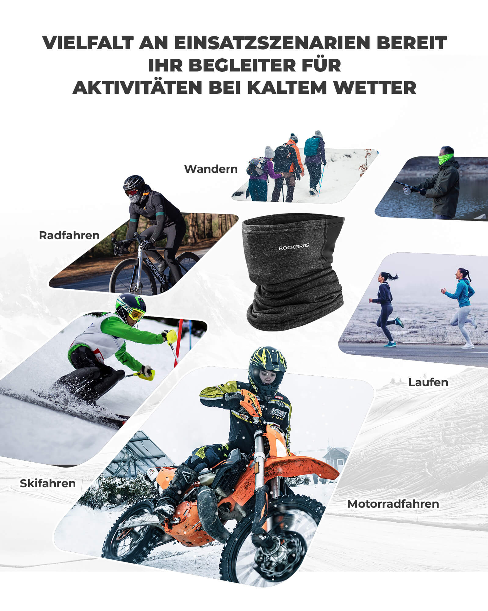 ROCKBROS Winter Halbe Balaclavas Multifunktion Atmungsaktiv Gesichtsbedeckung - Image 15