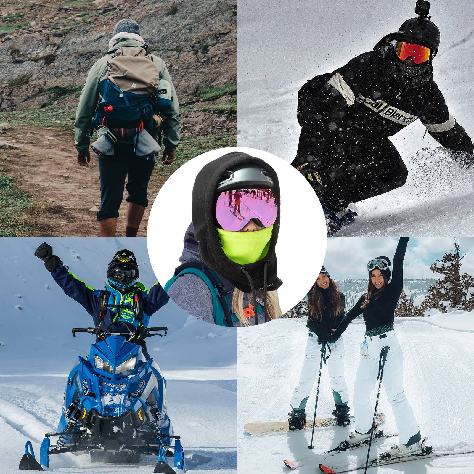 ROCKBROS Winter Skimaske Vlies Balaclava für Frauen und Männer Schwarz Grün - Image 6